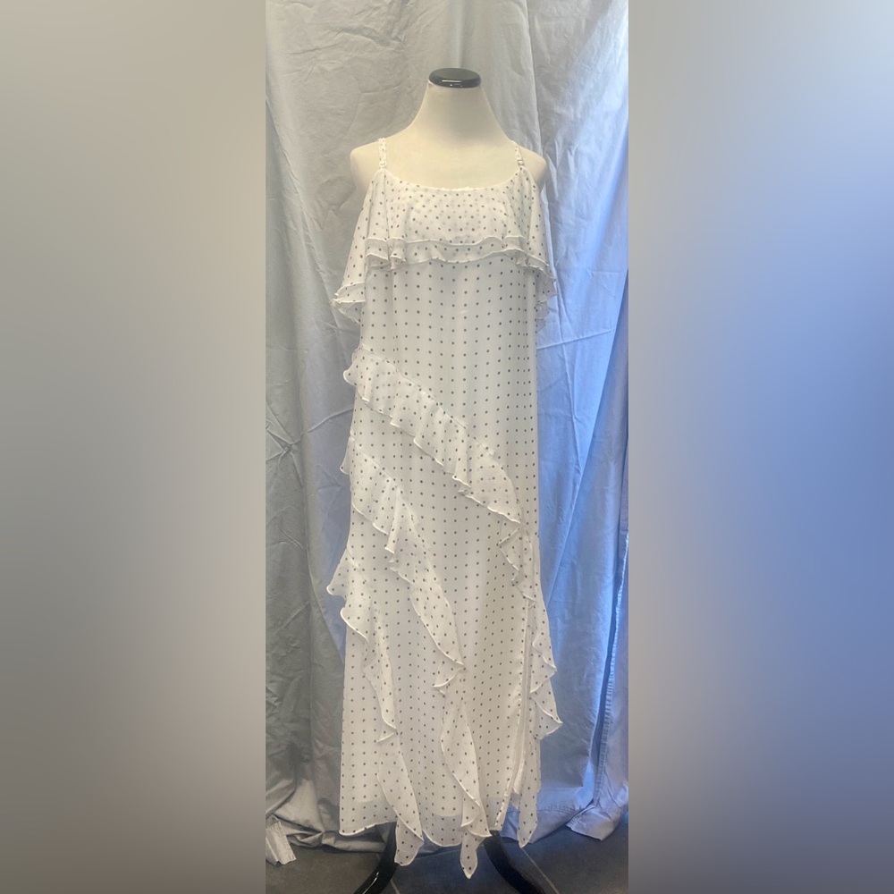 Wild Fable White Polka Dot Ruffle Maxi Dress